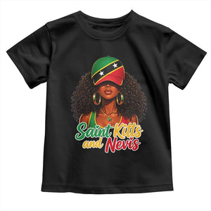 Saint Kitts and Nevis Princess Toddler T Shirt Melanin Afro Girl Heritage Gift for Black Girls TS10 Black Print Your Wear