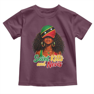 Saint Kitts and Nevis Princess Toddler T Shirt Melanin Afro Girl Heritage Gift for Black Girls TS10 Maroon Print Your Wear