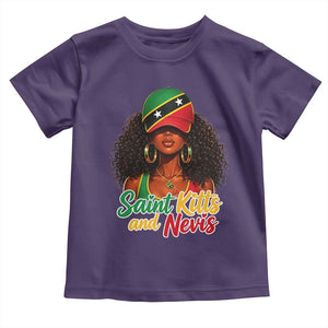 Saint Kitts and Nevis Princess Toddler T Shirt Melanin Afro Girl Heritage Gift for Black Girls TS10 Purple Print Your Wear