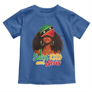 Saint Kitts and Nevis Princess Toddler T Shirt Melanin Afro Girl Heritage Gift for Black Girls TS10 Royal Blue Print Your Wear