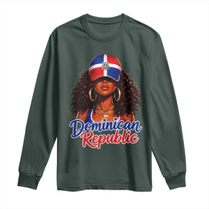 Dominican Republic Princess Long Sleeve Shirt Melanin Afro Girl Heritage Gift for Black Girls TS10 Dark Forest Green Print Your Wear