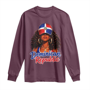 Dominican Republic Princess Long Sleeve Shirt Melanin Afro Girl Heritage Gift for Black Girls TS10 Maroon Print Your Wear