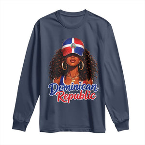 Dominican Republic Princess Long Sleeve Shirt Melanin Afro Girl Heritage Gift for Black Girls TS10 Navy Print Your Wear