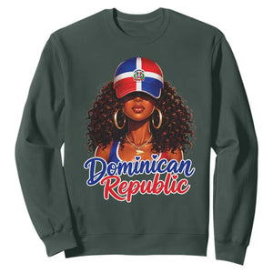 Dominican Republic Princess Sweatshirt Melanin Afro Girl Heritage Gift for Black Girls TS10 Dark Forest Green Print Your Wear