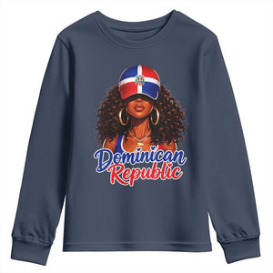 Dominican Republic Princess Youth Sweatshirt Melanin Afro Girl Heritage Gift for Black Girls TS10 Navy Print Your Wear