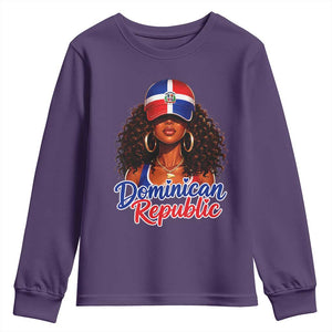 Dominican Republic Princess Youth Sweatshirt Melanin Afro Girl Heritage Gift for Black Girls TS10 Purple Print Your Wear
