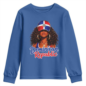 Dominican Republic Princess Youth Sweatshirt Melanin Afro Girl Heritage Gift for Black Girls TS10 Royal Blue Print Your Wear