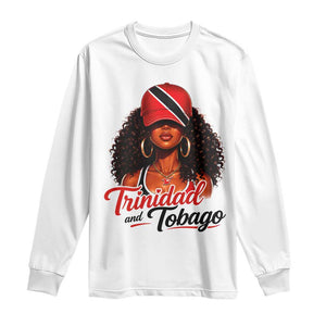 Trinidad and Tobago Afro Girl Long Sleeve Shirt Trini Black Queen Caribbean Pride Heritage Gift TS10 White Print Your Wear
