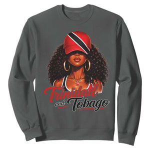 Trinidad and Tobago Afro Girl Sweatshirt Trini Black Queen Caribbean Pride Heritage Gift TS10 Dark Heather Print Your Wear
