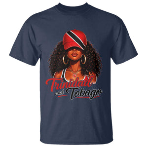 Trinidad and Tobago Afro Girl T Shirt Trini Black Queen Caribbean Pride Heritage Gift TS10 Navy Print Your Wear