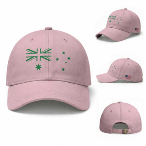 Green Australian Flag Baseball Cap Australia Patriotic Country Pride Monochrome Minimalist Graphic