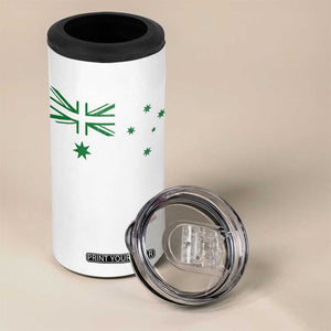 Green Australian Flag 4 in 1 Can Cooler Tumbler Australia Patriotic Country Pride Monochrome Minimalist Graphic