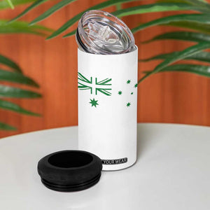 Green Australian Flag 4 in 1 Can Cooler Tumbler Australia Patriotic Country Pride Monochrome Minimalist Graphic