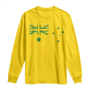 Green Australian Flag Long Sleeve Shirt Australia Patriotic Country Pride Monochrome Minimalist Graphic