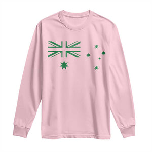 Green Australian Flag Long Sleeve Shirt Australia Patriotic Country Pride Monochrome Minimalist Graphic