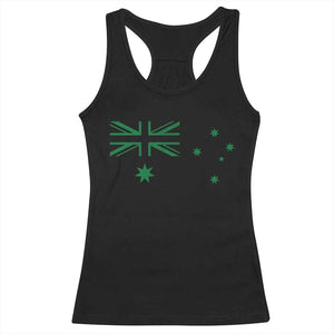 Green Australian Flag Racerback Tank Top Australia Patriotic Country Pride Monochrome Minimalist Graphic