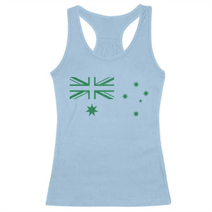 Green Australian Flag Racerback Tank Top Australia Patriotic Country Pride Monochrome Minimalist Graphic