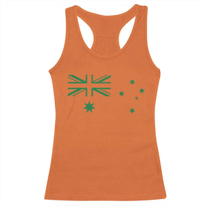Green Australian Flag Racerback Tank Top Australia Patriotic Country Pride Monochrome Minimalist Graphic