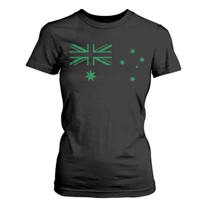 Green Australian Flag T Shirt For Women Australia Patriotic Country Pride Monochrome Minimalist Graphic