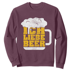Oktoberfest Drinking Sweatshirt Ich Liebe Bier Octoberfest German TS10 Maroon Print Your Wear