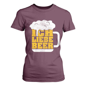 Oktoberfest Drinking T Shirt For Women Ich Liebe Bier Octoberfest German TS10 Maroon Print Your Wear