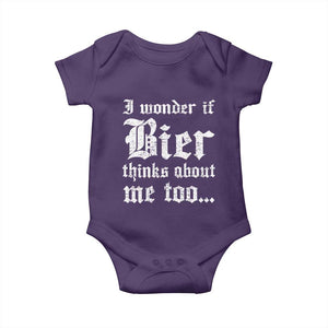Funny Oktoberfest Baby Onesie I Wonder If Bier Thinks About Me Too Sarcastic Drinking TS10 Purple Print Your Wear