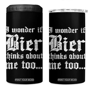 Funny Oktoberfest 4 in 1 Can Cooler Tumbler I Wonder If Bier Thinks About Me Too Sarcastic Drinking TS10 One Size: 16 oz Black Print Your Wear