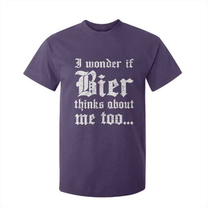 Funny Oktoberfest T Shirt For Kid I Wonder If Bier Thinks About Me Too Sarcastic Drinking TS10 Purple Print Your Wear