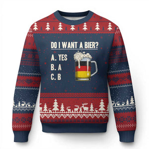 Funny Oktoberfest Ugly Christmas Sweater Do I Want A Bier Sarcastic Drinking German Flag TS10 Navy Red Print Your Wear