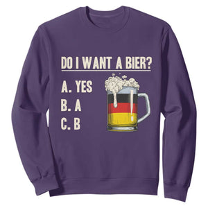 Funny Oktoberfest Sweatshirt Do I Want A Bier Sarcastic Drinking German Flag TS10 Purple Print Your Wear