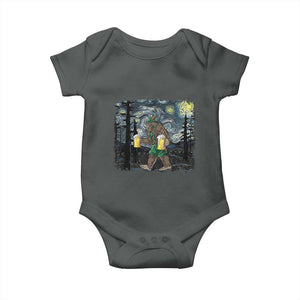 Funny Oktoberfest Bigfoot Baby Onesie Starry Night German Sasquatch Beer Lederhose TS10 Dark Heather Print Your Wear