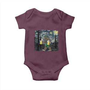 Funny Oktoberfest Bigfoot Baby Onesie Starry Night German Sasquatch Beer Lederhose TS10 Maroon Print Your Wear