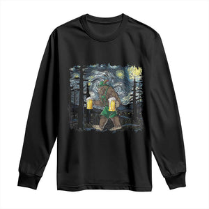 Funny Oktoberfest Bigfoot Long Sleeve Shirt Starry Night German Sasquatch Beer Lederhose TS10 Black Print Your Wear