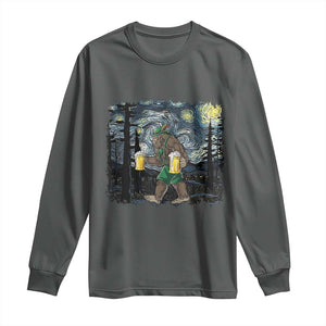 Funny Oktoberfest Bigfoot Long Sleeve Shirt Starry Night German Sasquatch Beer Lederhose TS10 Dark Heather Print Your Wear
