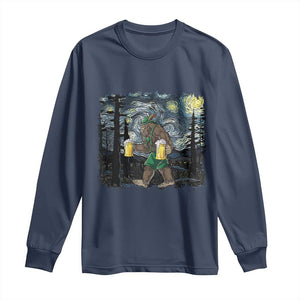 Funny Oktoberfest Bigfoot Long Sleeve Shirt Starry Night German Sasquatch Beer Lederhose TS10 Navy Print Your Wear