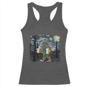 Funny Oktoberfest Bigfoot Racerback Tank Top Starry Night German Sasquatch Beer Lederhose TS10 Dark Heather Print Your Wear
