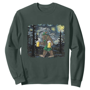 Funny Oktoberfest Bigfoot Sweatshirt Starry Night German Sasquatch Beer Lederhose TS10 Dark Forest Green Print Your Wear