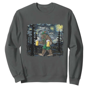Funny Oktoberfest Bigfoot Sweatshirt Starry Night German Sasquatch Beer Lederhose TS10 Dark Heather Print Your Wear