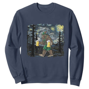 Funny Oktoberfest Bigfoot Sweatshirt Starry Night German Sasquatch Beer Lederhose TS10 Navy Print Your Wear