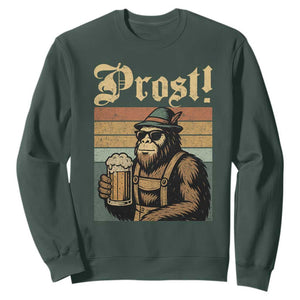 Oktoberfest Bigfoot Sweatshirt Vintage German Sasquatch Drinking Prost Lederhose TS10 Dark Forest Green Print Your Wear