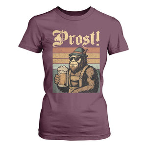 Oktoberfest Bigfoot T Shirt For Women Vintage German Sasquatch Drinking Prost Lederhose TS10 Maroon Print Your Wear