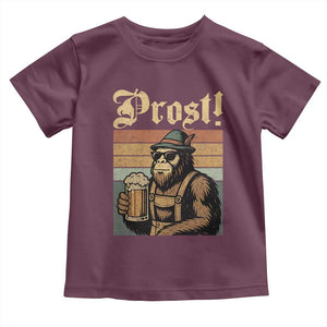 Oktoberfest Bigfoot Toddler T Shirt Vintage German Sasquatch Drinking Prost Lederhose TS10 Maroon Print Your Wear