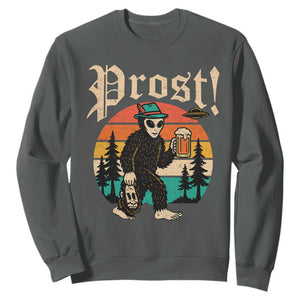 Oktoberfest Bigfoot Alien Beer Sweatshirt Retro German Sasquatch Beer TS10 Dark Heather Print Your Wear