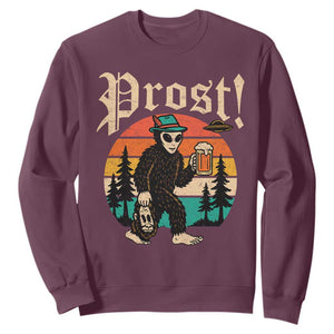 Oktoberfest Bigfoot Alien Beer Sweatshirt Retro German Sasquatch Beer TS10 Maroon Print Your Wear