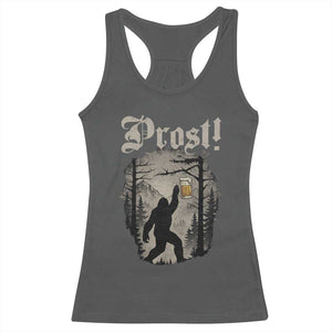 Oktoberfest Bigfoot Racerback Tank Top Vintage Forest Sasquatch Drinking Prost TS10 Dark Heather Print Your Wear