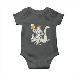 Funny Bigfoot Loch Ness Monster Oktoberfest Baby Onesie German Oktoberfest Sasquatch Drinking TS10 Dark Heather Print Your Wear