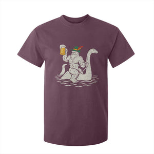 Funny Bigfoot Loch Ness Monster Oktoberfest T Shirt For Kid German Oktoberfest Sasquatch Drinking TS10 Maroon Print Your Wear