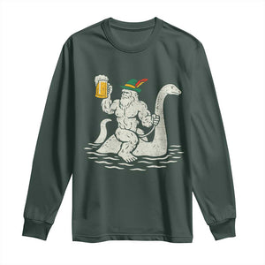 Funny Bigfoot Loch Ness Monster Oktoberfest Long Sleeve Shirt German Oktoberfest Sasquatch Drinking TS10 Dark Forest Green Print Your Wear