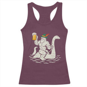 Funny Bigfoot Loch Ness Monster Oktoberfest Racerback Tank Top German Oktoberfest Sasquatch Drinking TS10 Maroon Print Your Wear