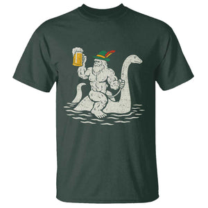 Funny Bigfoot Loch Ness Monster Oktoberfest T Shirt German Oktoberfest Sasquatch Drinking TS10 Dark Forest Green Print Your Wear